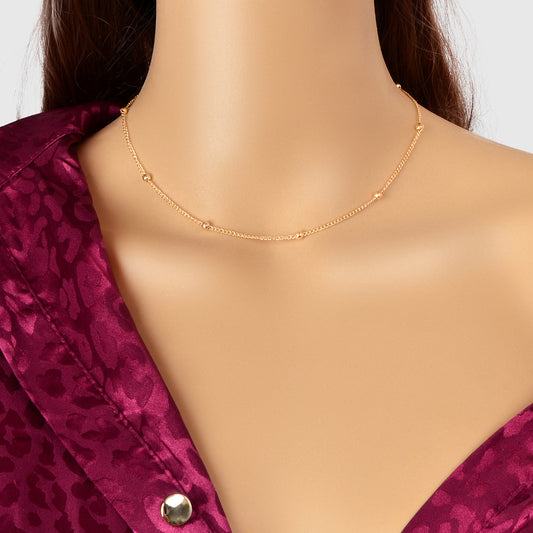 Gold Color Metal Ball Bib Choker Women Girls Teens Party Necklace Collar Jewelry
