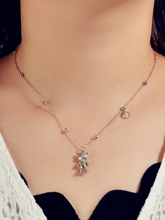 Lovely Female Jewellery Long Gold Chain Bear Pendant Necklace Trendy Accessories