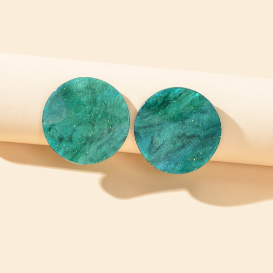 Green Statement Acrylic Stud Boho Lightweight 80s Round Earrings Holiday Jewelry