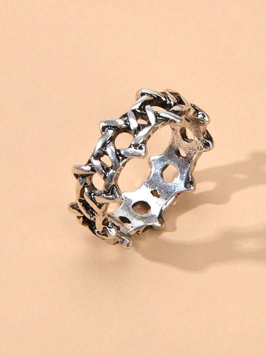 Hip Hop Punk Gothic Jewellery Antique Silver Geometric Finger Ring Women Band