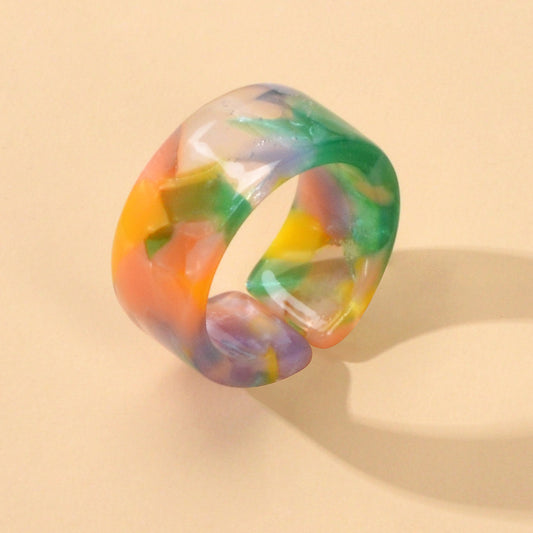 Transparent Acrylic Geometric Finger Chunky Ring Boho Chic Cuff Ring Band Gift