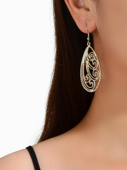Party Decoration Women Gold Silver Hollow out Flower Water Drop Dangle Earrings