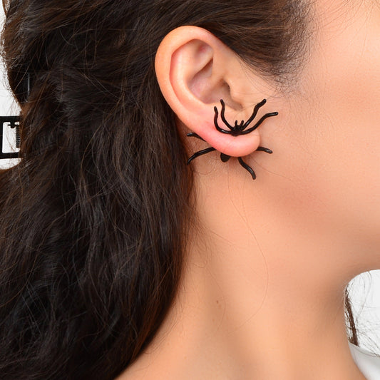 1 pc Halloween Gothic Black Spider Stud Pierced Earring Punk Statement Jewellery