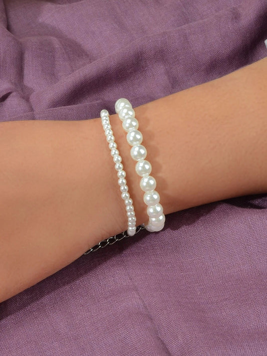 Luxurious Women Retro Double layer Pearl Bracelet High Quality Party Jewellery
