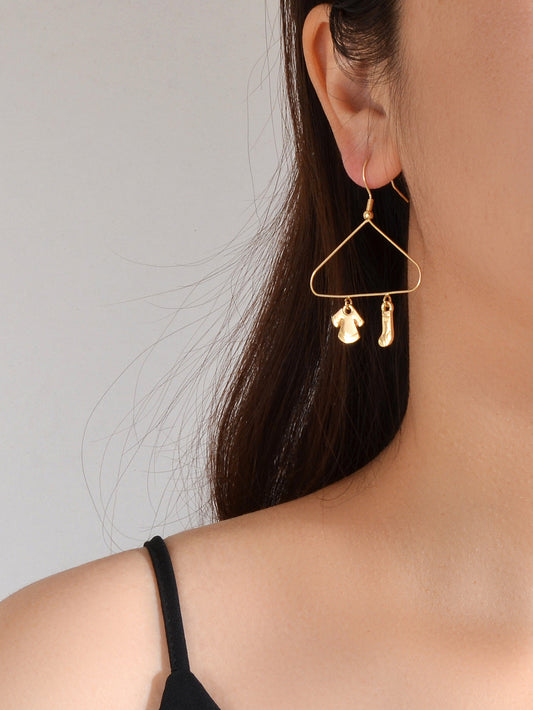 Cute Funny Minimalist Jewelry Gold Clothes Sock Drying Rack Dangle Party Earring