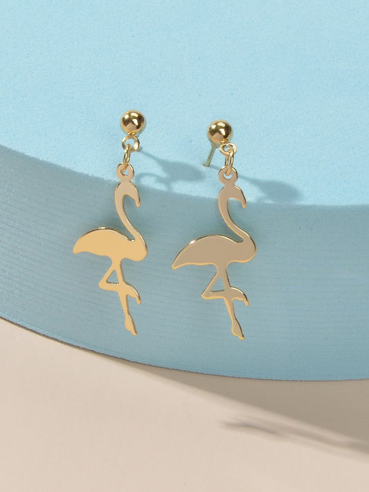 Funny Metal Minimalist Flamingo Dangle Lightweight Designer Jewellery Earrings