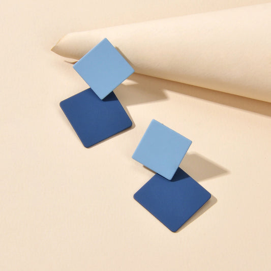 Chic Colourful Enamel Square Simple Geometric Stud Earrings Statement Jewellery