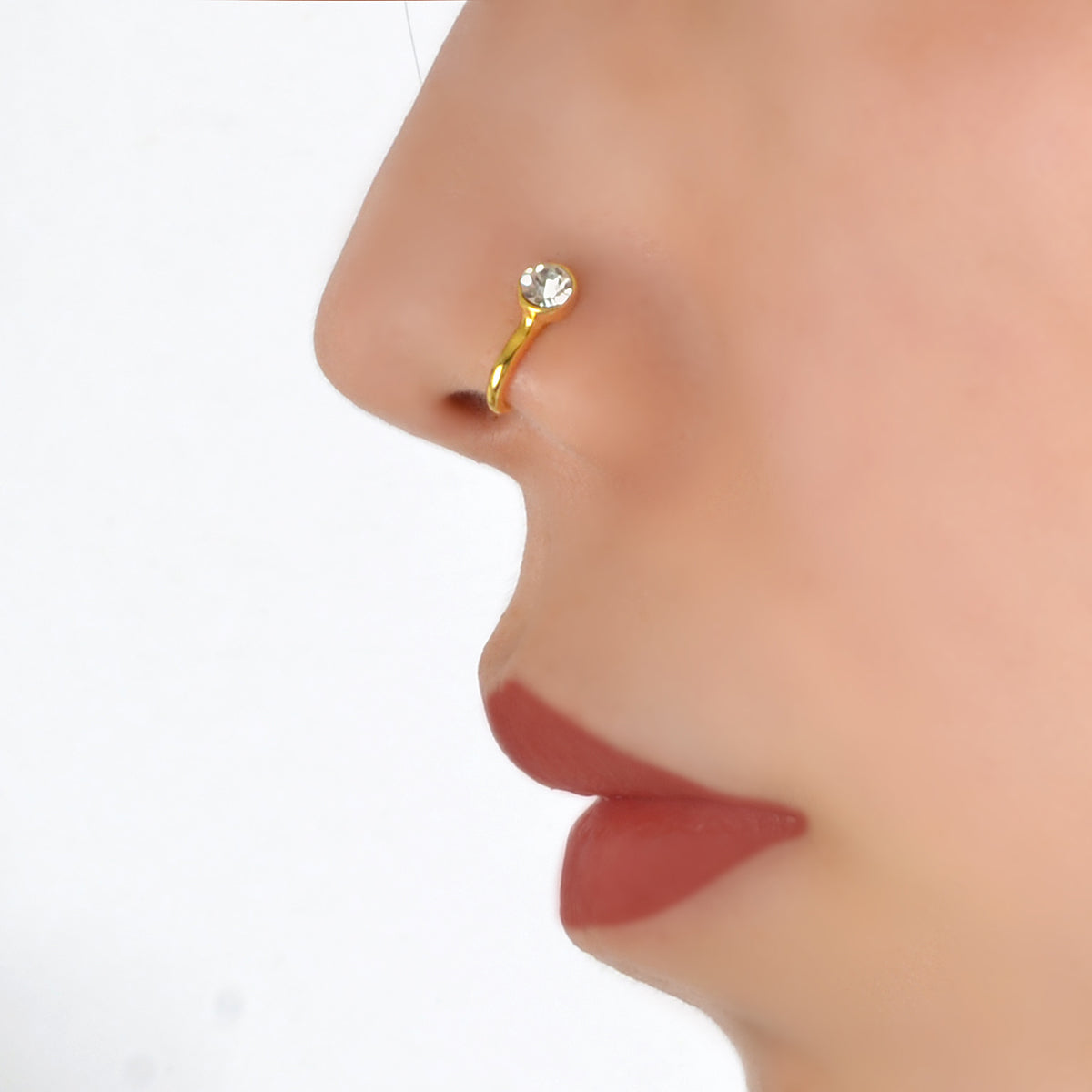 AU Stock Rhinestone Nose Ring Screw Fake Body Non-Piercing Clip On Jewelry Gift