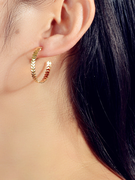 Punk Gold Silver Heart Circle Hoop Huggie Statement Unique Designer Earrings