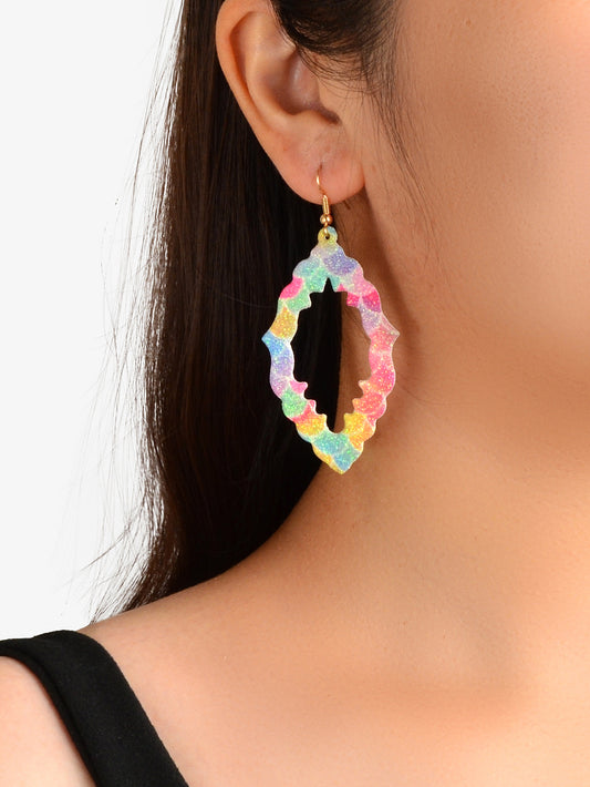 Ladies Jewellery Candy Color Leather Geometric Boho Chic Dangle Holiday Earrings