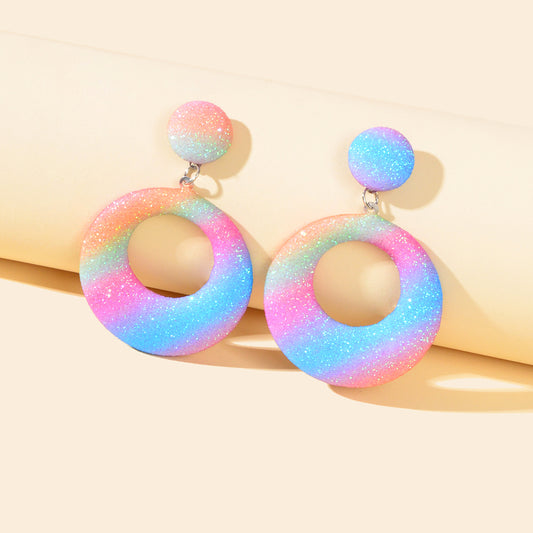 Y2k Style Jewellery Candy Color Round Circle Dangle Geometric Earrings for Women