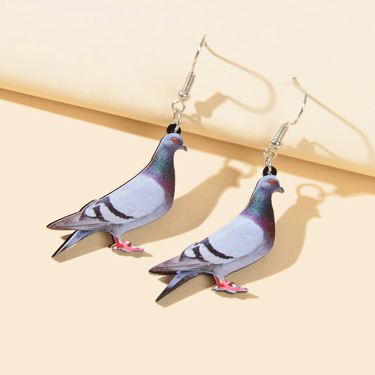 Funny Cute Bird Pigeon Chunky Dangle Earrings Female Jewellery Party Decoration
