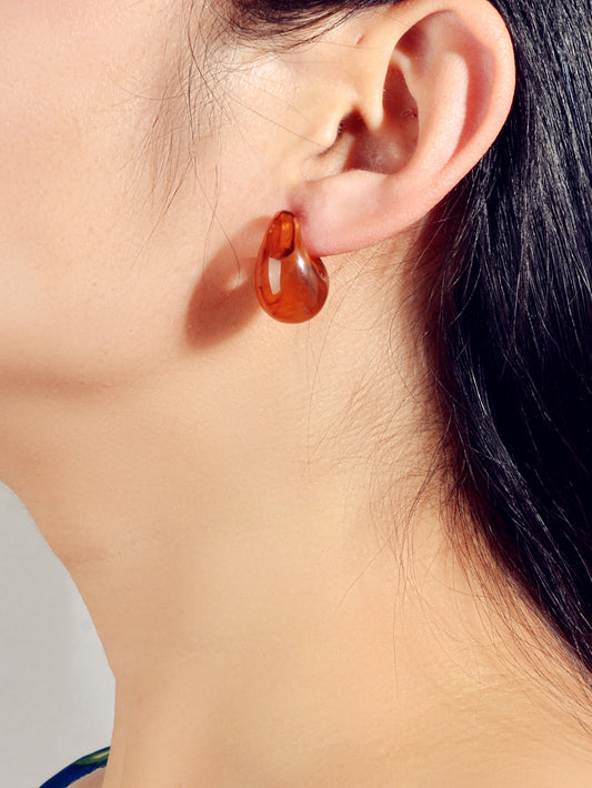 Ethnic Jewellery Green Brown Cute Geometric Hypoallergenic Huggie Stud Earrings