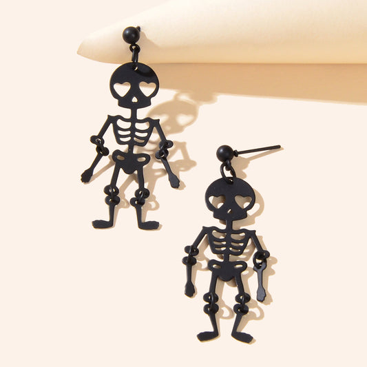 Black Skeleton Punk Party Earrings Gothic Hip Hop Jewellery Skull Bone Earrings