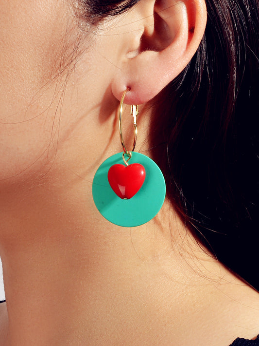 Female Jewellery Round Heart Gold Circle Hoop Earrings Women Party Decoration