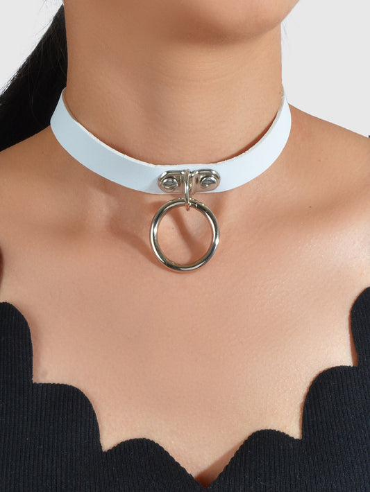 Punk Hip Hop 90s Circle Charm Belt Leather Grunge Collar Tattoo Choker Necklace