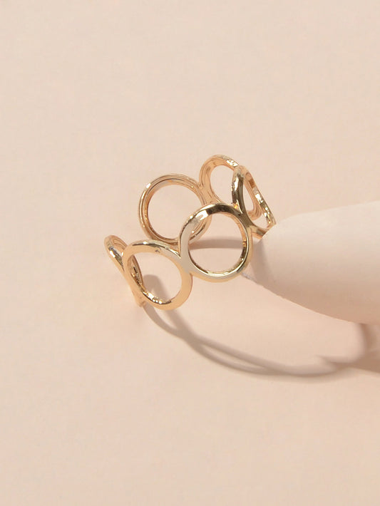 Party Minimalist Style Gold Silver Circle Metal Punk Midi Knuckle Open Cuff Ring