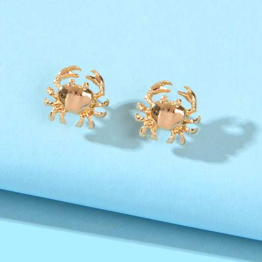 Minimalist Jewellery Gold Plated Small Crab Stud Earrings Dainty Gifts for Girls