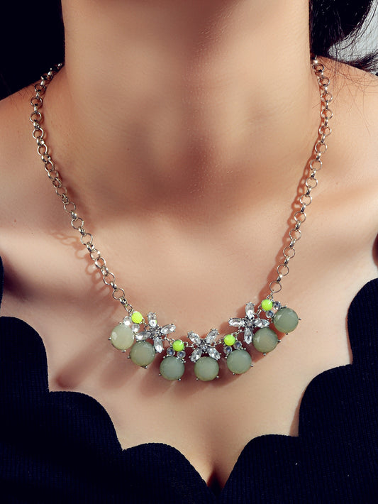 Retro Court Style Acrylic Geometric Flower Chunky Collar Necklace Ladies Jewelry