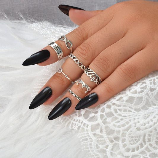 7 pcsTribal Ethnic Crown Arrow Infinity Midi Finger Knuckle Multiple Rings set