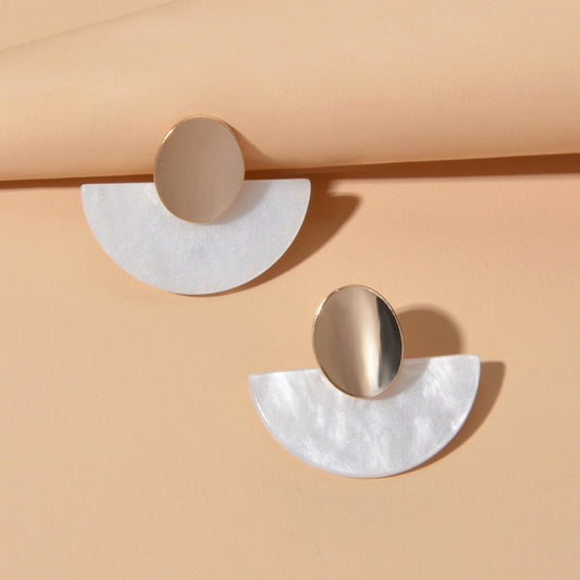 Unique Handmade Lightweight Gold Plated Geometric Fan-shaped Stud Chic Earrings