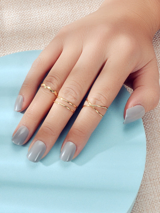 Minimalist Stackable 3pcs Gold Silver Finger Knuckle Multiple Rings Bulk Pack