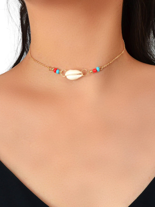 Summer Ocean Boho Chic Jewellery Handmade Beads Shell Pendant Ethnic Necklace