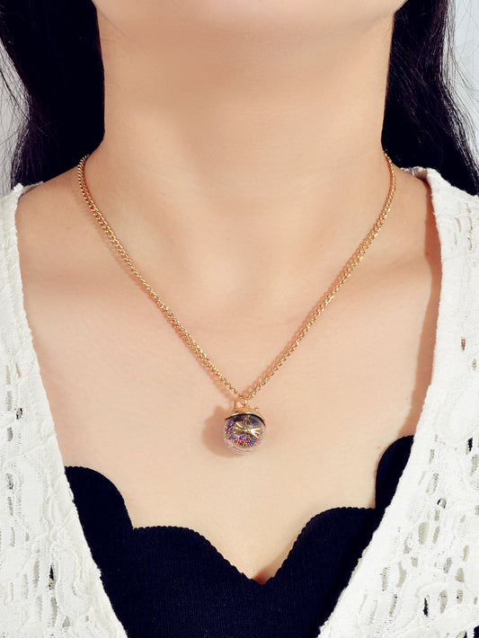 Lovely Gold Chain Colorful Beads Cat Ball Pendant Necklace Dainty Gift for Women