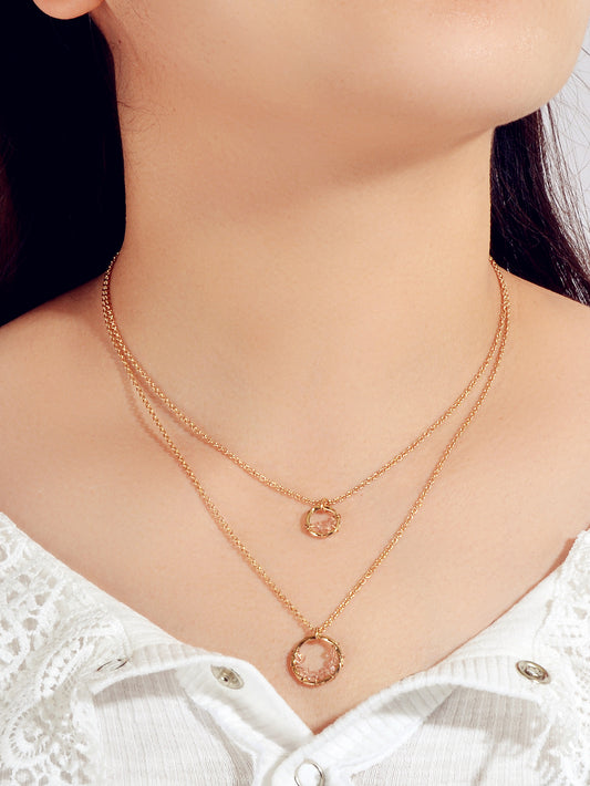 Female Jewelry Double layer Gold Chain Circle Necklace Good Quality Accessories