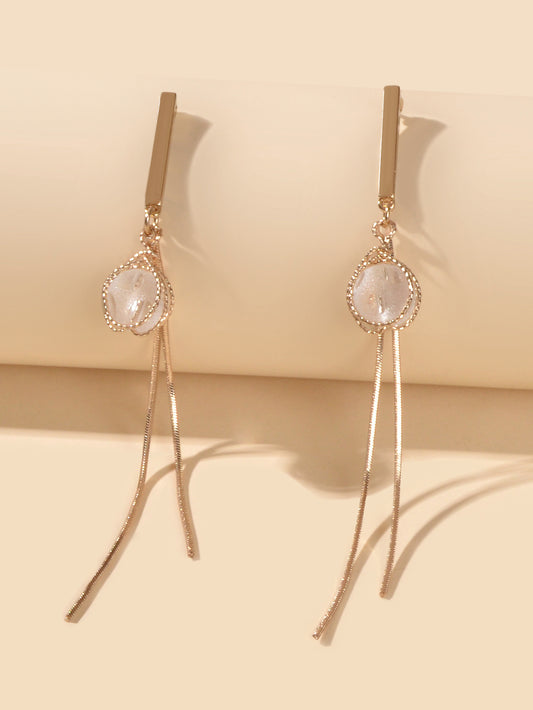 Party Decoration Beads Gold Metal Long Chain Pendant Trendy Earrings for Women