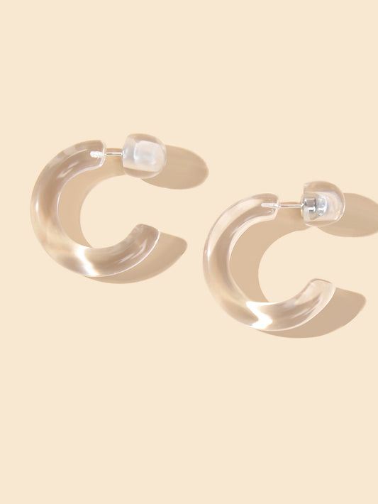 Fashion Design Resin Transparent Acrylic C shape Stud Huggie Hoop Stud Earrings