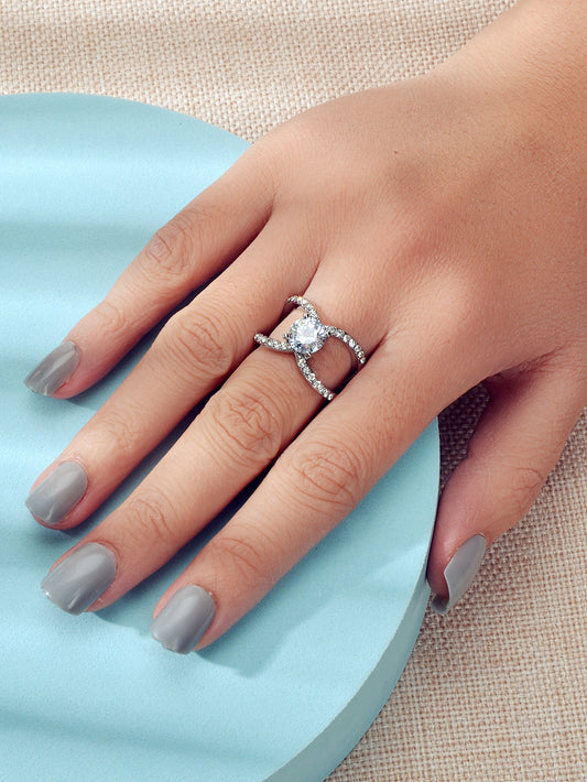 Perfect Engagement Wedding Jewellery Luxurious Faux Cubic Zirconia Cross Ring