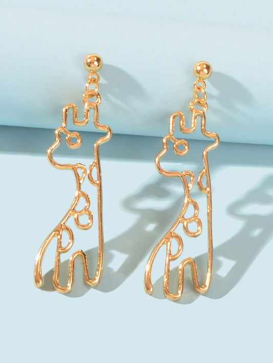 Lovely Jewellery Hollow out Gold Giraffe Dangle Earrings Women Girls Dainty Gift