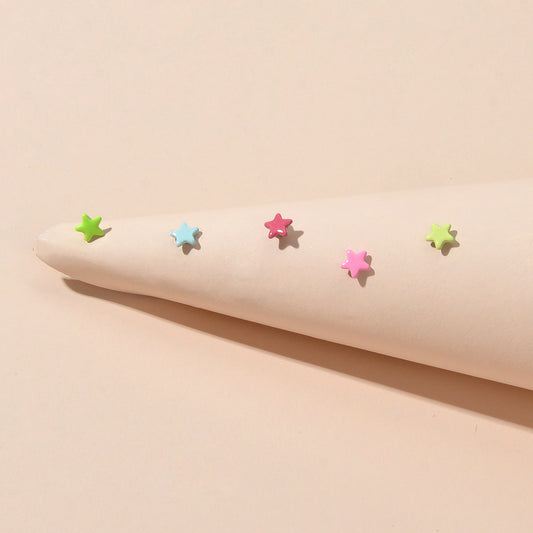 5 pcs Lovely Jewellery Candy Color Enamel Small Star Stud Earrings Funny Gifts