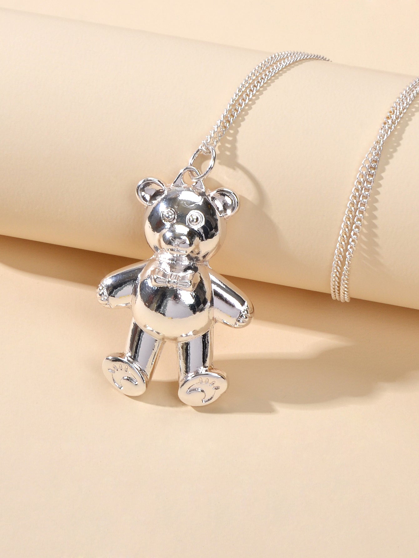 Fashion Jewelry Gold Silver Long Chain Lovely Bear Pendant Necklace Accessories
