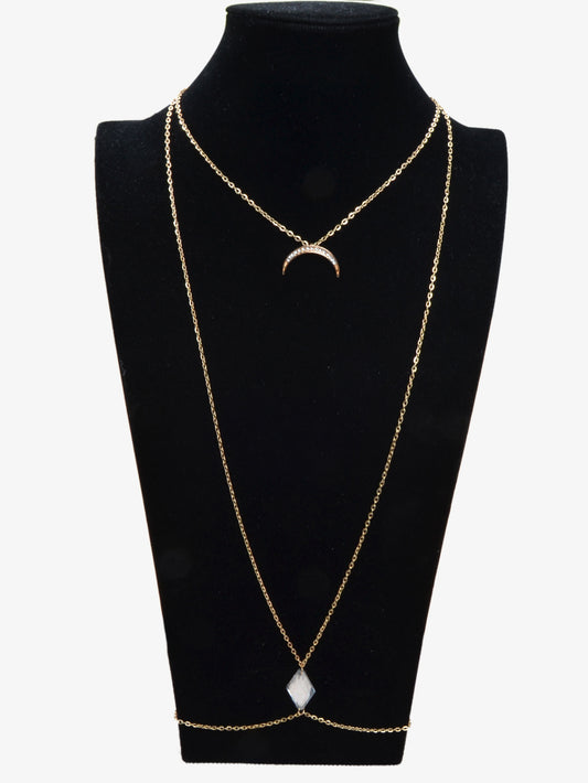 Glamorous Sexy Bikini Beach Body Chain Moon Chest Harness Belly Waist Jewellery