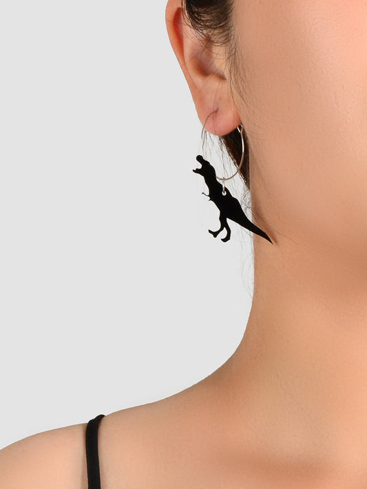Hip Hop Punk Goth Style Black Acrylic Dinosaur Statement Hoop Big Women Earrings