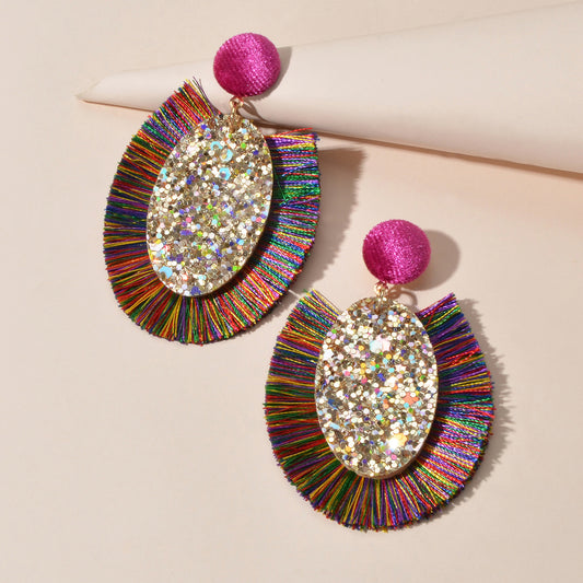 Boho Women Holiday Handmade Tassel Fringe Dangling Beach Drop Dangle Earrings