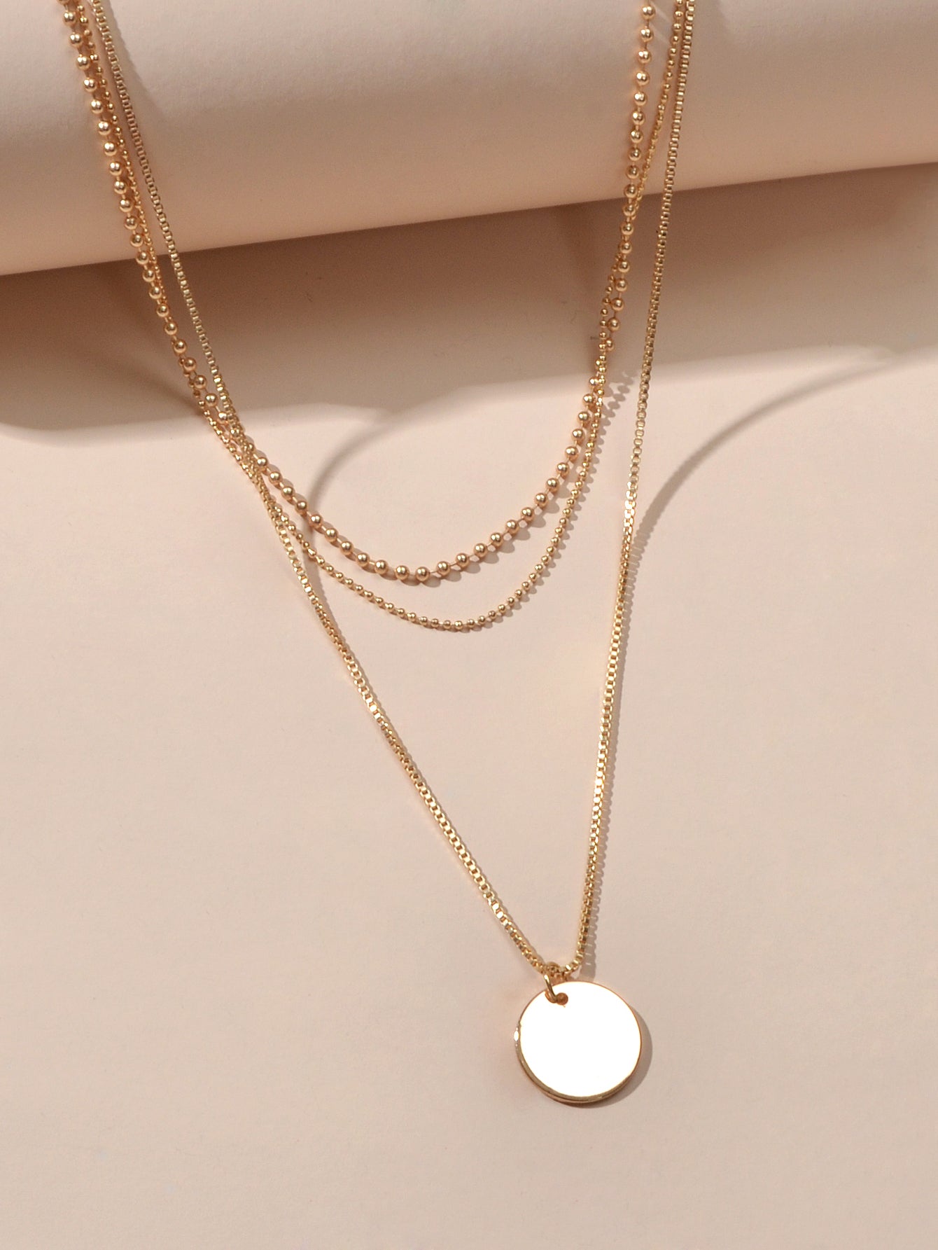 Round Coin Disc Charm Multilayer Necklace Gold Clavicle Chain Collar Trendy Gift
