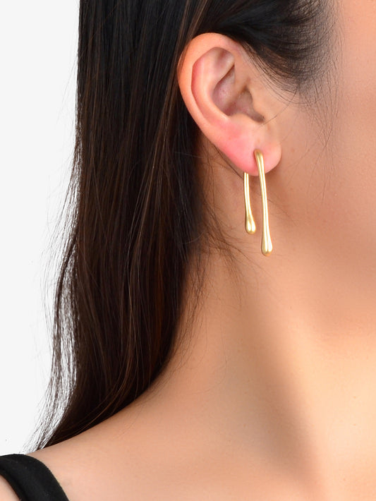 Designer Jewelry Minimalist Gold Metal Geometric Stud Earrings Trendy Ear Jacket