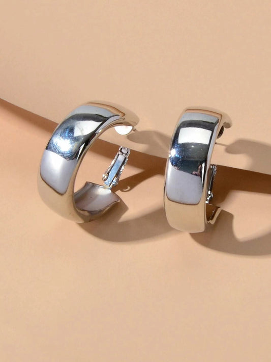 Punk Rock Silver Hoop Earrings C Shape Circle Stud Earrings Girls Teens Gift