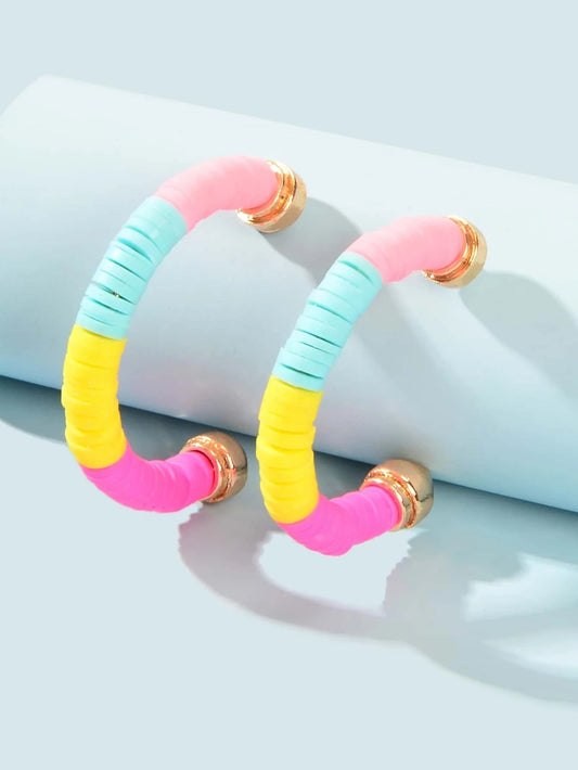 Candy Color Handmade Silicone Sheet Wrap C Shape Accessories Stud Hoop Earrings
