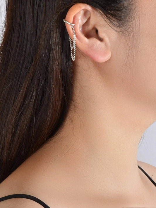 1 pc Punk Jewelry Gold Silver Chain Cartilage Earrings Ear Cuff Hiphop Accessory