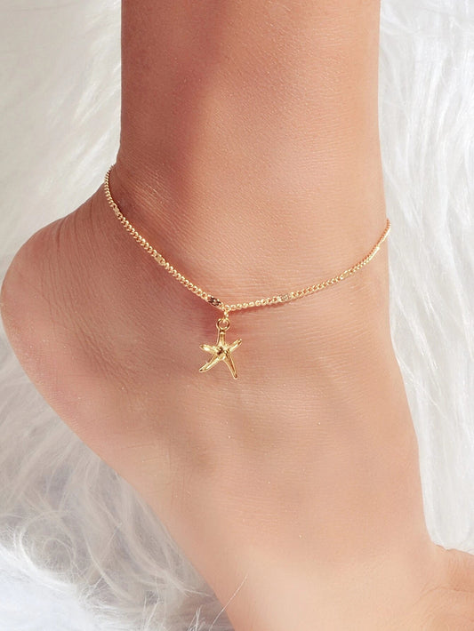 1 pc Silver Gold Starfish Charm Anklet Boho Beach Bracelet Foot Chain Jewellery