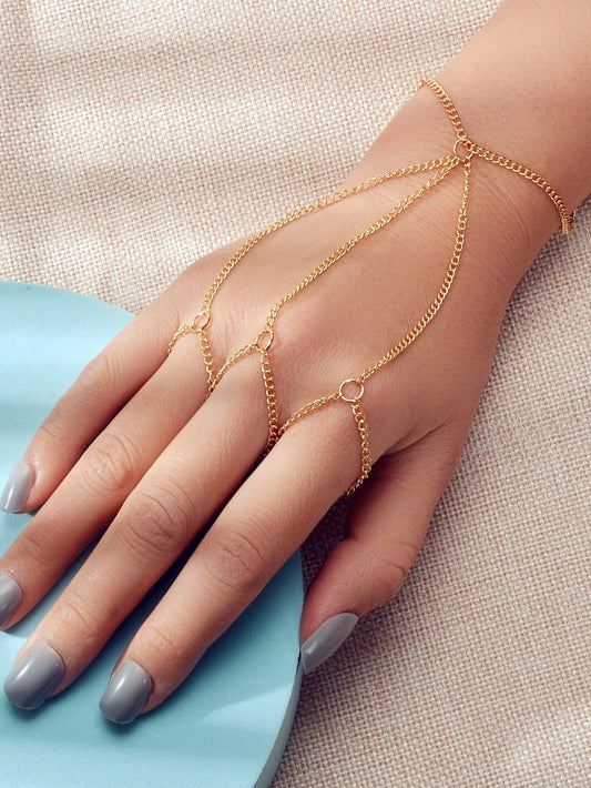 Hiphop Jewellery Statement Slave Bracelet Women Solid Chain Hand Accessories