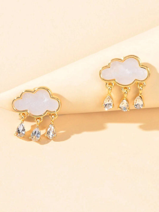 Designer Jewelry Clouds Shape Water Drop Charm Dangle Earrings Funny Women Gift