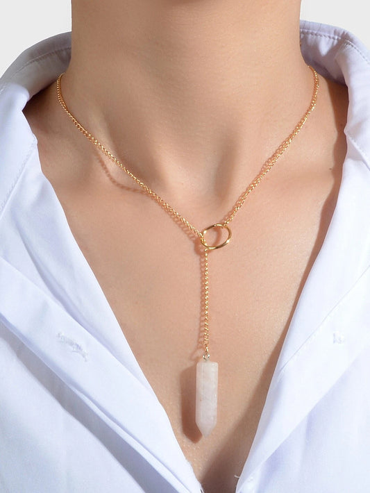 Hexagonal Quartz Point Chakra Pendant Chain Necklace Drop Charm Jewellery Gift