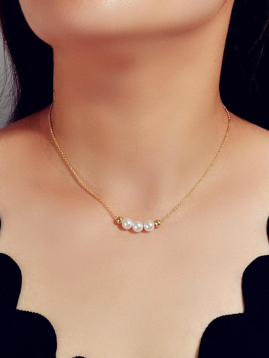 Fashion Jewellery Pearl Decor Gold Chain Necklace Wholesale Price Accessories