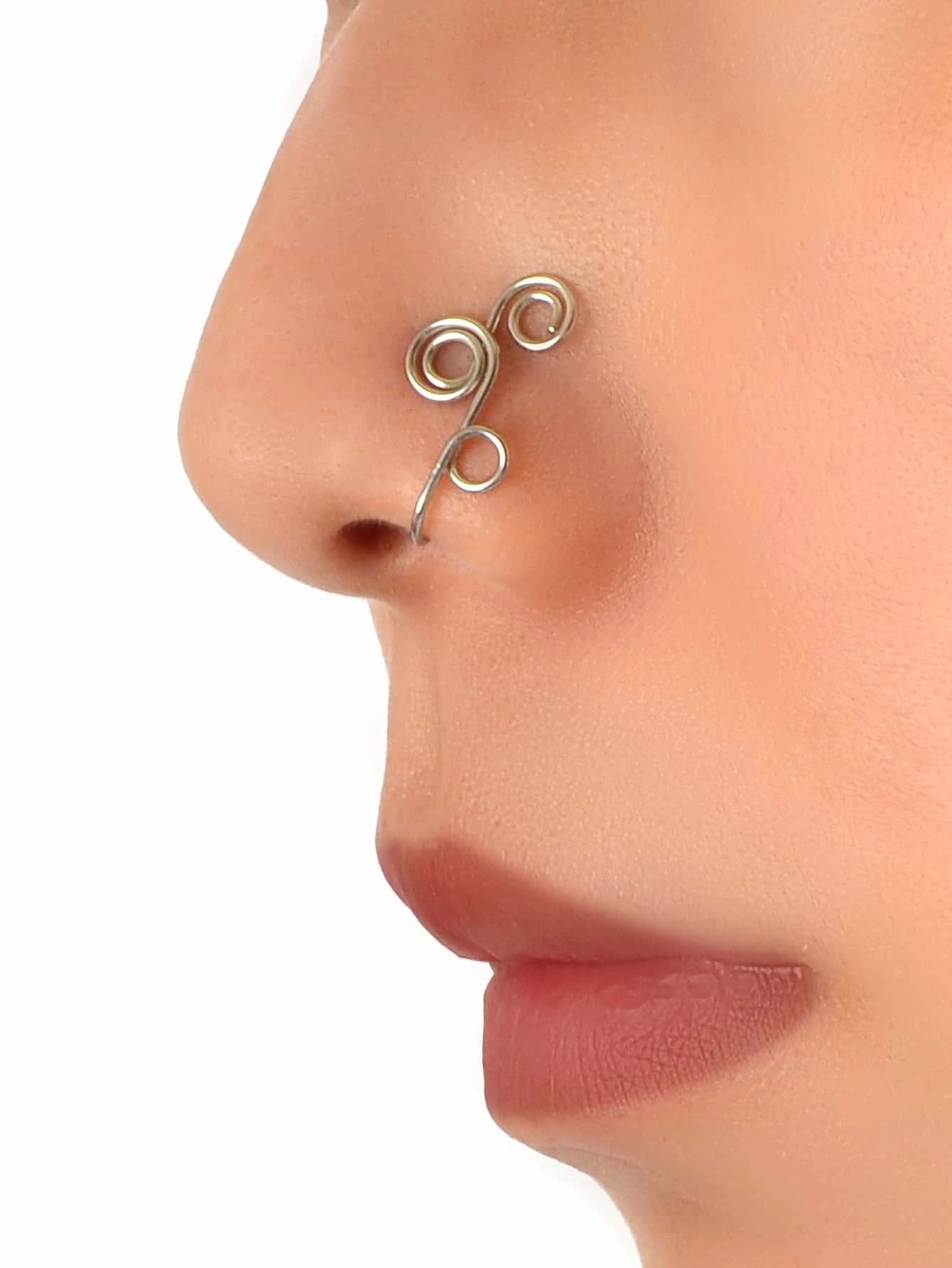 Feelontop Geometric Circle Fake Nose Ring Lip Nose Body Piercing Stud Jewellery