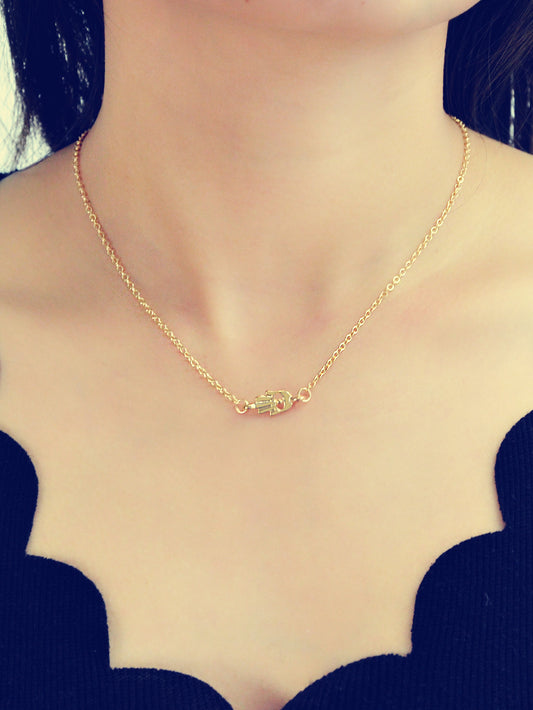 Minimalist Gold Silver Chain Hand Pendant Necklace Funny Gifts for Best Friends
